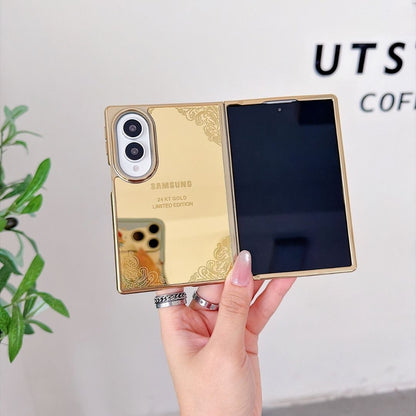 Luxury 24K Gold-Plated Lion Engraved Mirror Finish Protective Case for Samsung Galaxy Z Fold Series