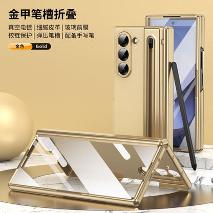 Gold Leather Case with Foldable Stand & S Pen Slot for Samsung Galaxy S Series