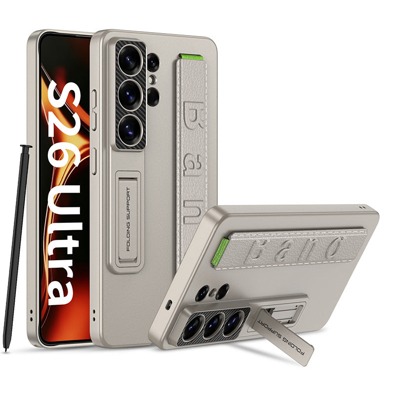 Green Leather Case with Foldable Stand & S Pen Slot for Samsung Galaxy S26 Ultra