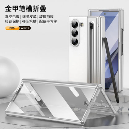 Gold Leather Case with Foldable Stand & S Pen Slot for Samsung Galaxy S Series