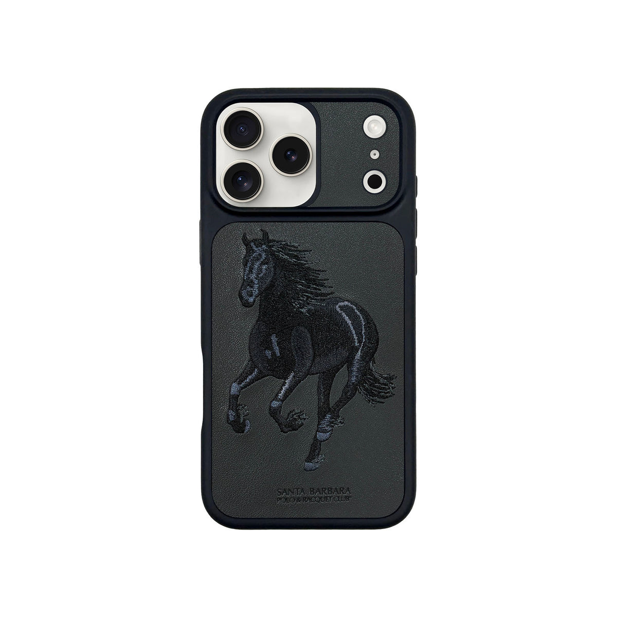 Embroidered Horse Design Back Cover for iPhone with Leather Finish & Shock Protection