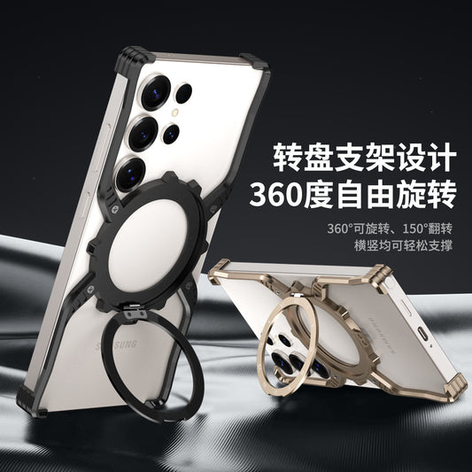 Metal Gear Ring Stand Phone Case with Hidden Kickstand and Camera Protection