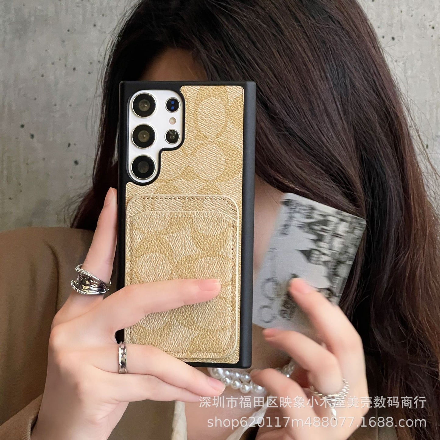 Premium Leather Card Holder Phone Case with Back Pocket and Camera Protection