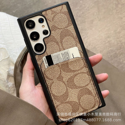 Premium Leather Card Holder Phone Case with Back Pocket and Camera Protection