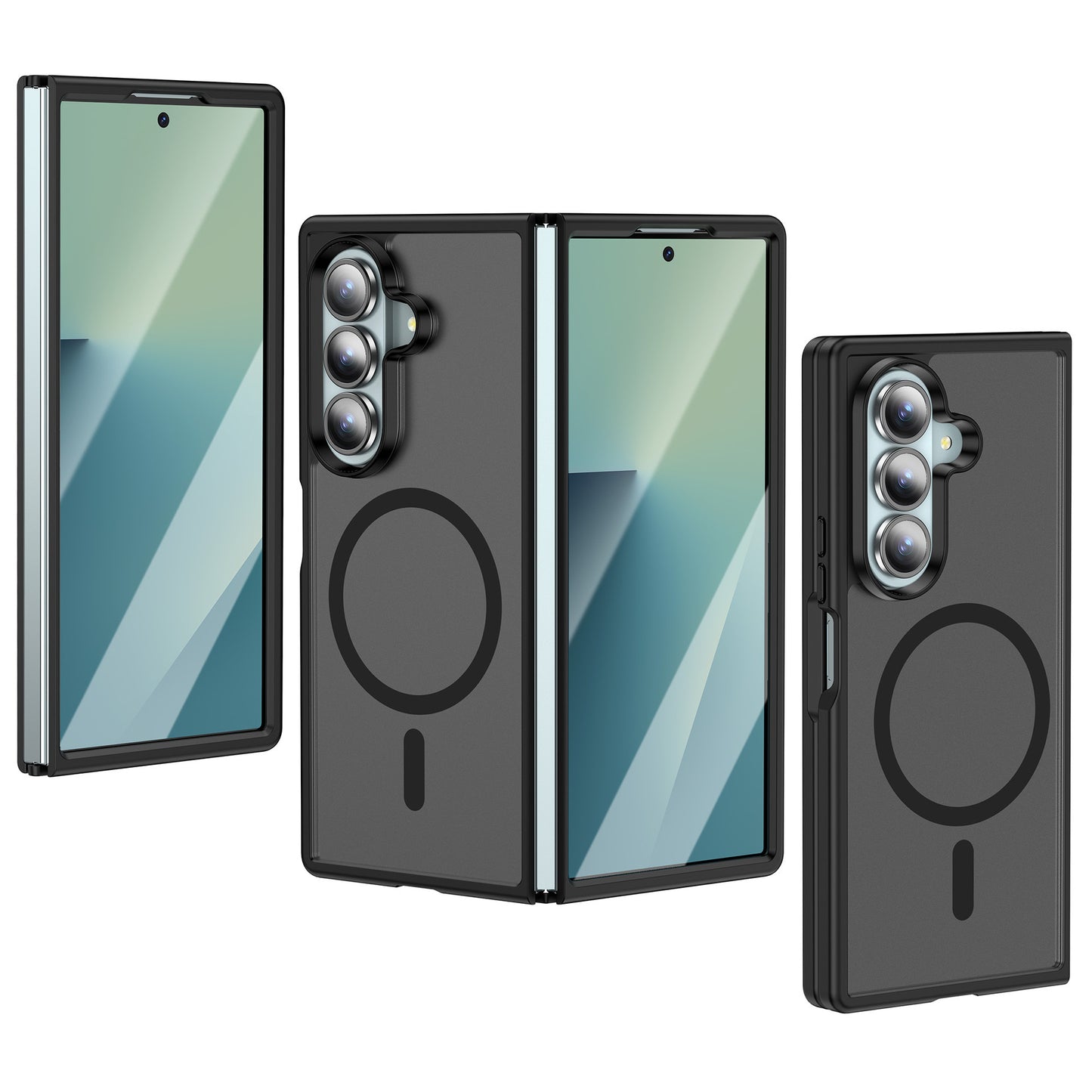 Black Anti-Fingerprint Ring Holder Case for iPhone with Shock Protection