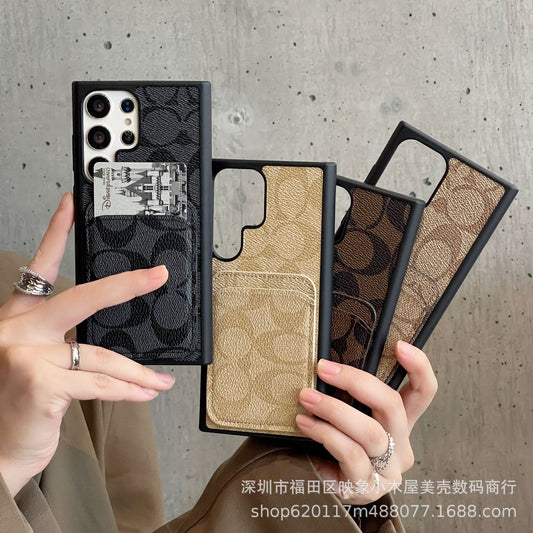 Premium Leather Card Holder Phone Case with Back Pocket and Camera Protection