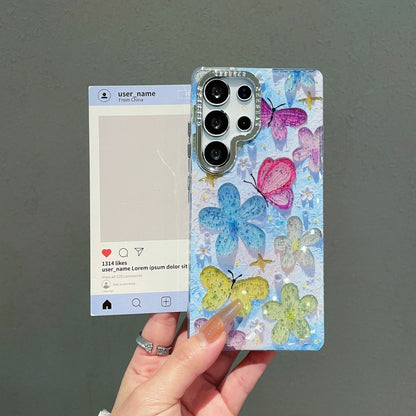 Butterfly & Floral Glitter Mobile Covers – Diamond Border Transparent Designer Cases
