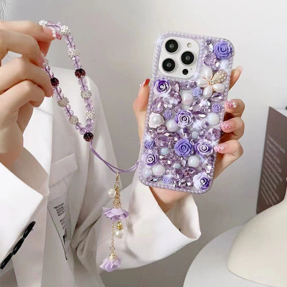 Luxury Pearl Butterfly Mobile Cover – 3D Crystal Rose Designer Case