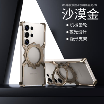 Metal Gear Ring Stand Phone Case with Hidden Kickstand and Camera Protection