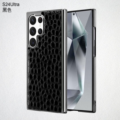 Luxury Crocodile Texture Leather Case with Metal Frame for S24 Ultra