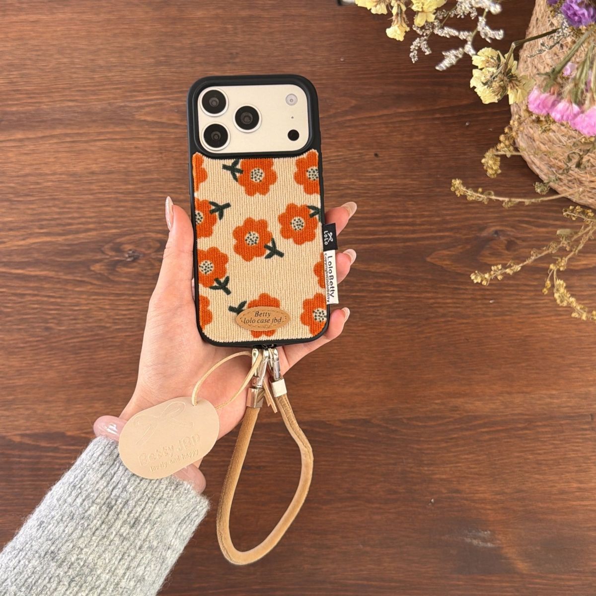 Fabric Floral Phone Case with Hand Strap