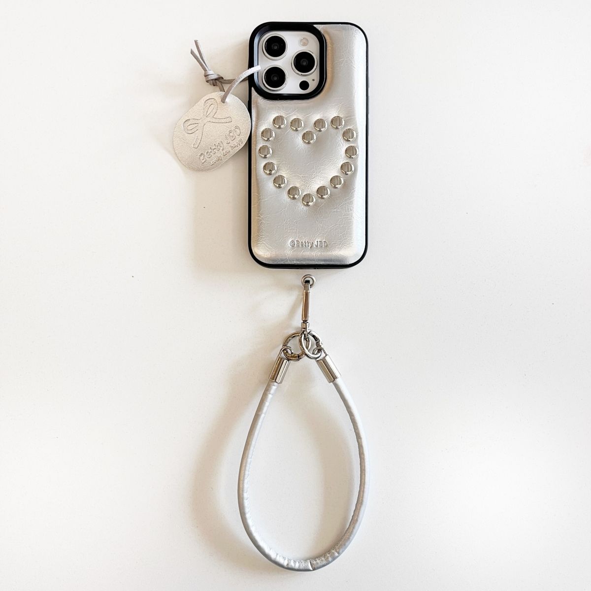 Stud Heart Phone Case with Wrist Strap