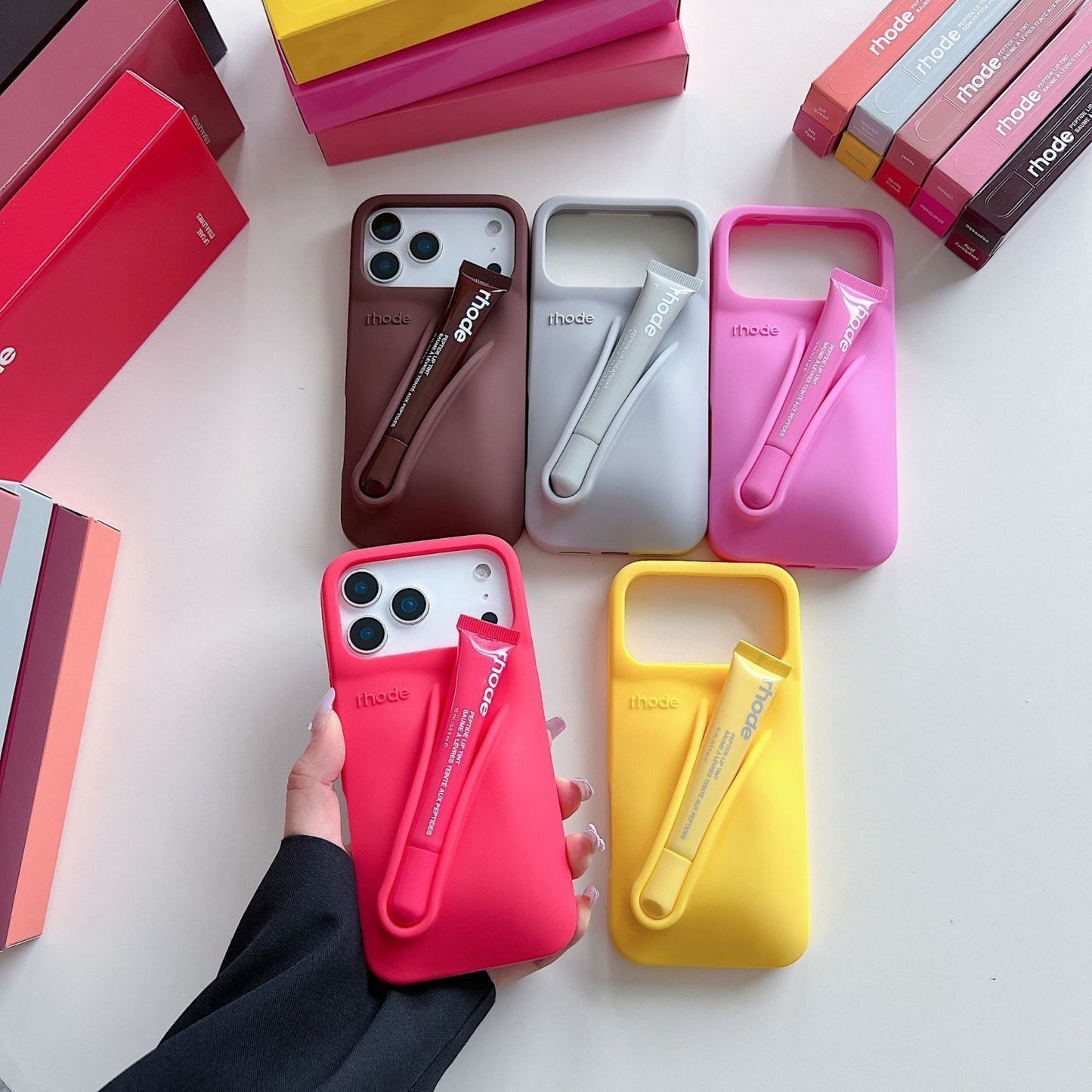 Soft Silicone Phone Case with Built-in Grip Strap Holder