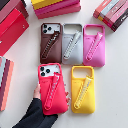 Soft Silicone Phone Case with Built-in Grip Strap Holder