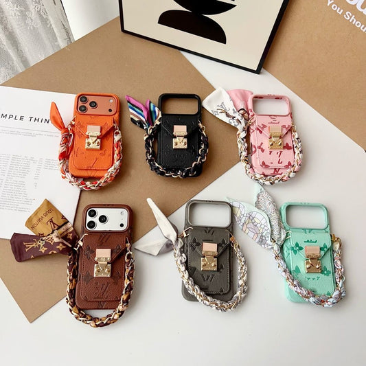 Brown Textured Back Cover with Lock Detail for iPhone