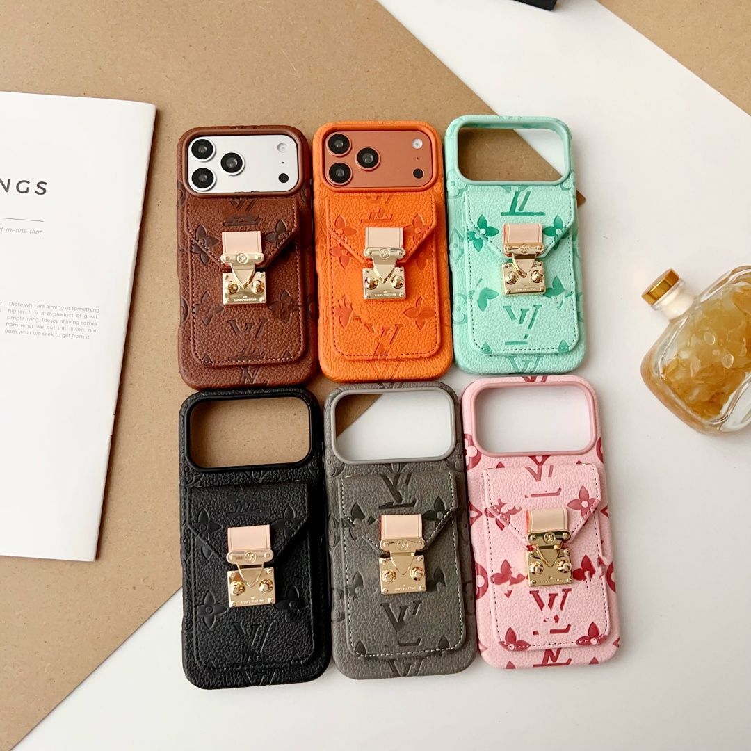 Brown Textured Back Cover with Lock Detail for iPhone