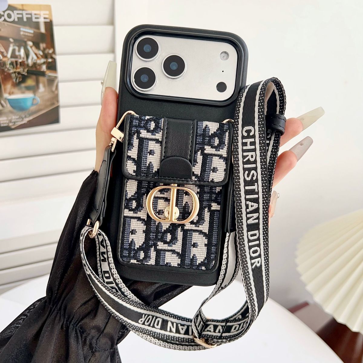 Designer Chain Strap Card Holder Back Cover Compatible with iPhone Models