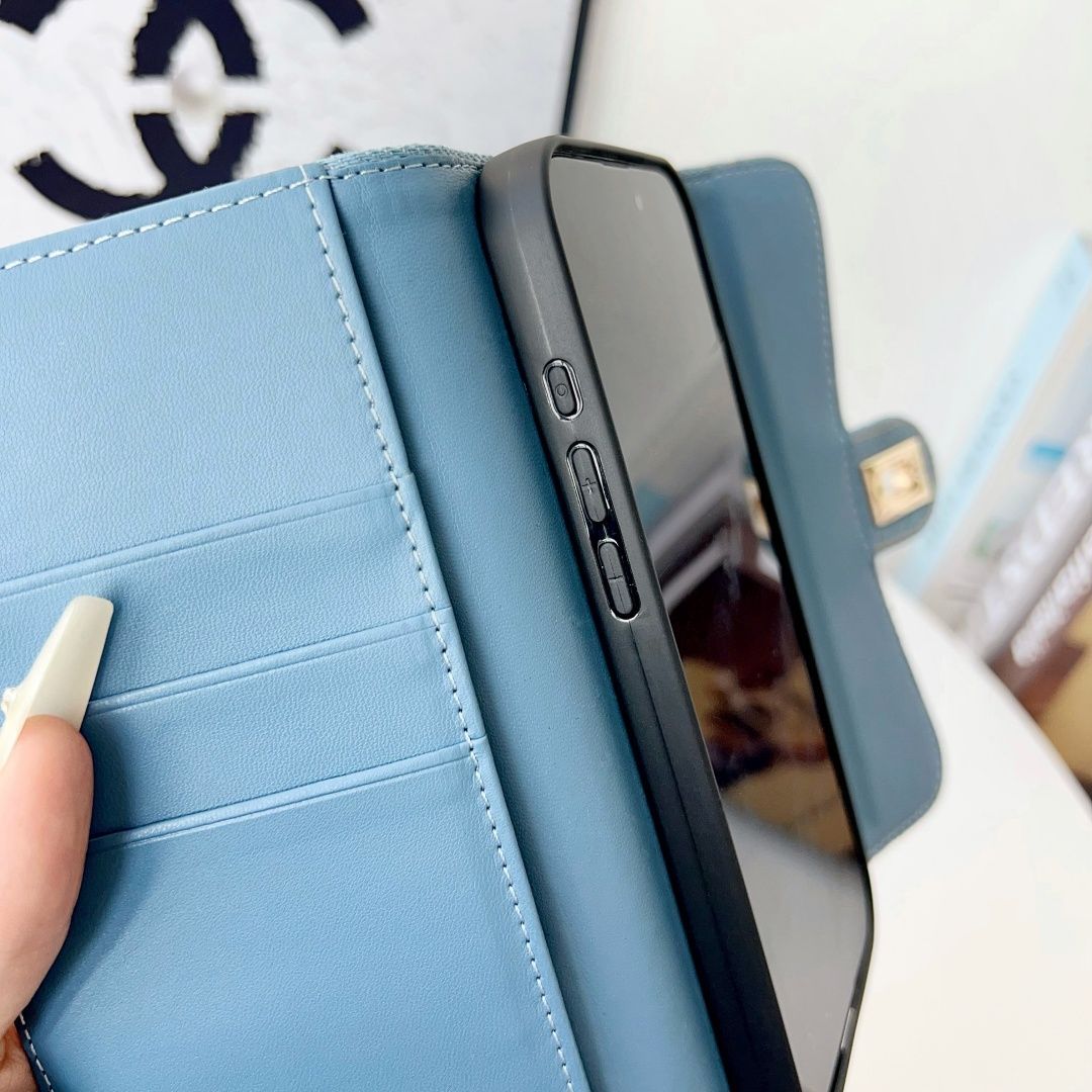 Denim Quilted Back Cover with Chain Strap for iPhone