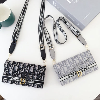 Monogram Pattern Back Cover with Chain Strap for iPhone