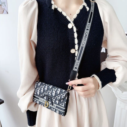 Monogram Pattern Back Cover with Chain Strap for iPhone