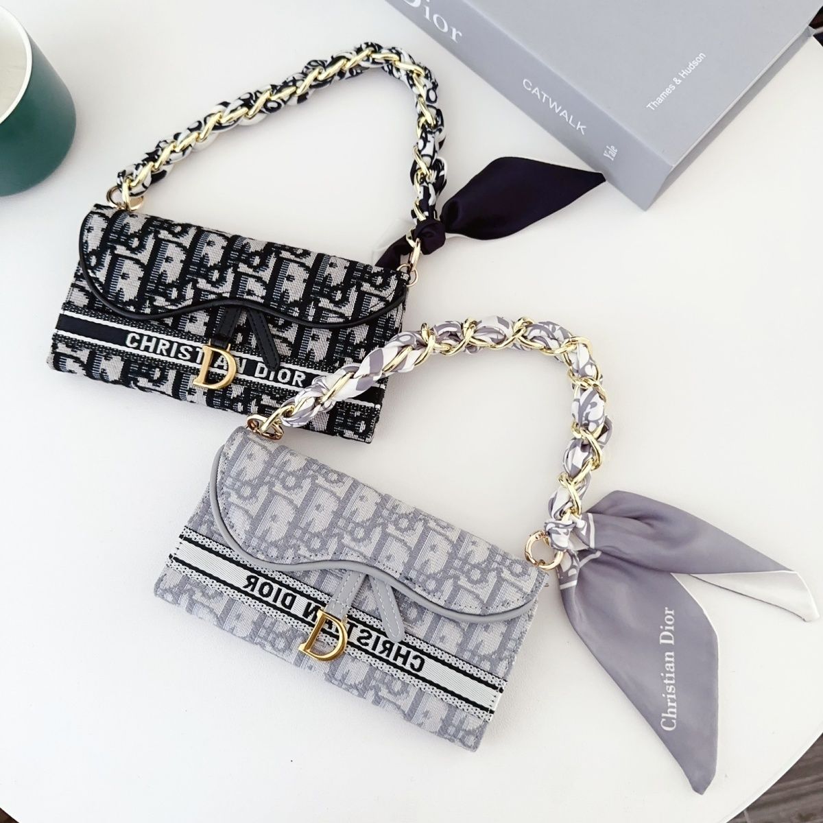 Monogram Pattern Back Cover with Chain Strap for iPhone