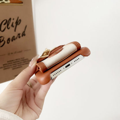 Textured Back Cover with Pocket, Lock and Strap for iPhone