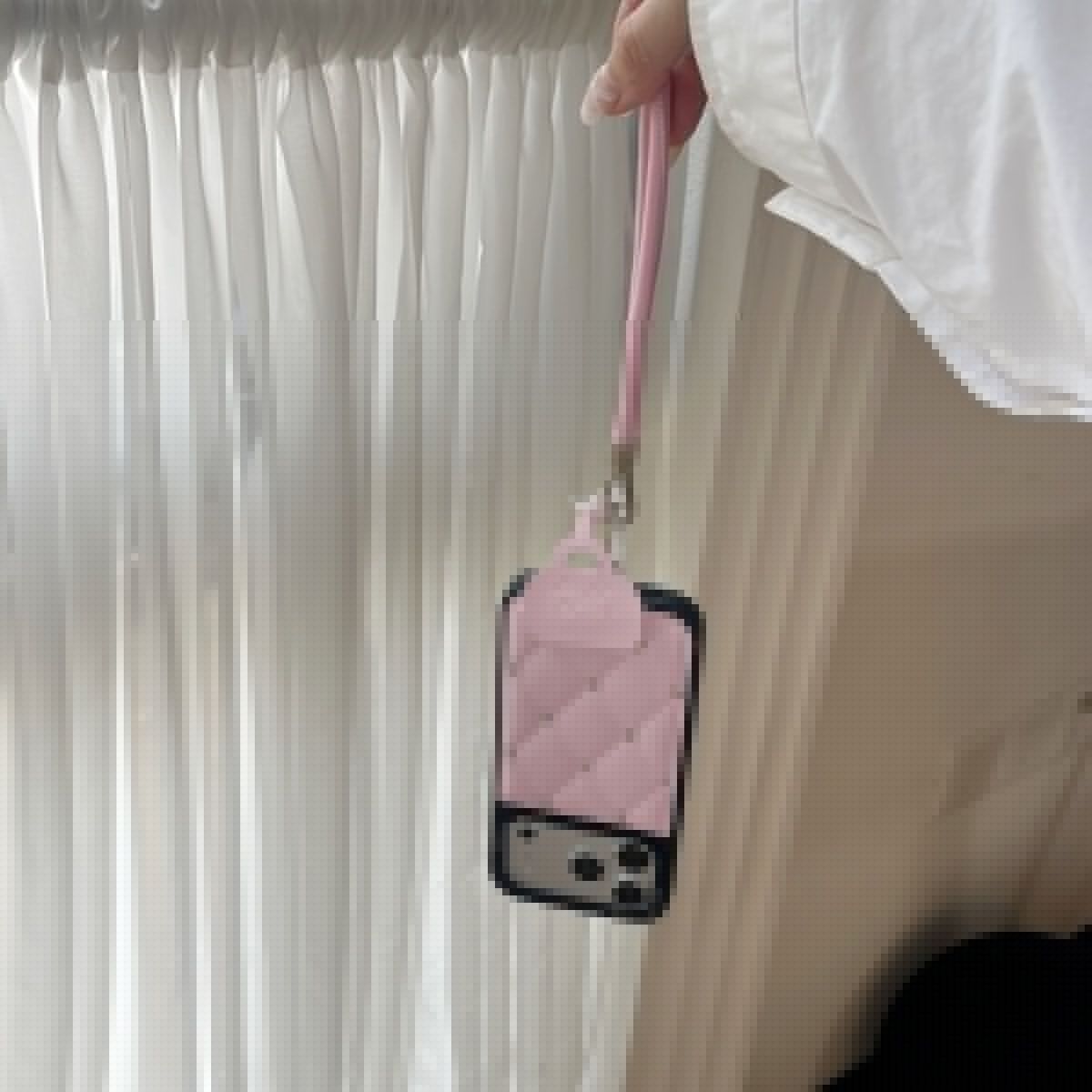 Designer Quilted Leather Back Cover with Strap & Card Holder Compatible with iPhone Models