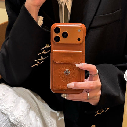 Premium Leather Back Case with Card Holder Pocket Compatible with iPhone Models