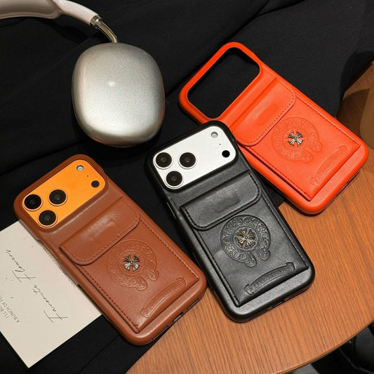 Premium Leather Back Case with Card Holder Pocket Compatible with iPhone Models