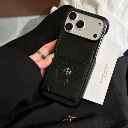 Premium Leather Back Case with Card Holder Pocket Compatible with iPhone Models