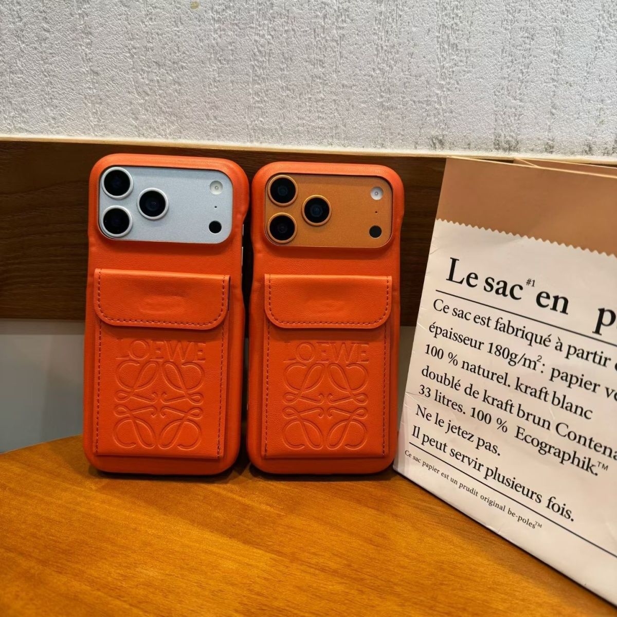 iPhone Leather Back Case with Card Holder Pocket