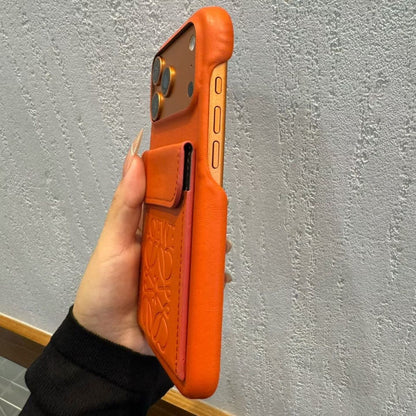 iPhone Leather Back Case with Card Holder Pocket