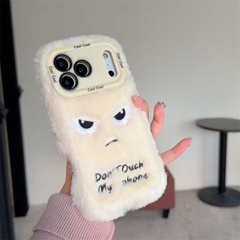 iPhone Plush Fur Case with Angry Face Design