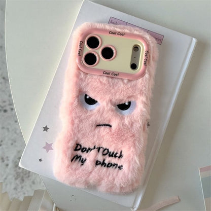 iPhone Plush Fur Case with Angry Face Design