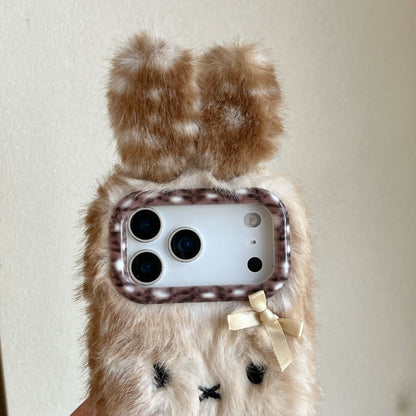 iPhone Plush Bunny Fur Case with Pom Pom Keychain