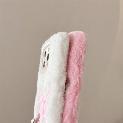 iPhone Plush Fur Back Cover with Butterfly Design
