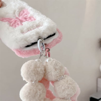 iPhone Plush Fur Back Cover with Butterfly Design