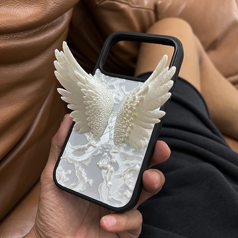 iPhone 3D Angel Wings Back Cover with Shockproof Frame