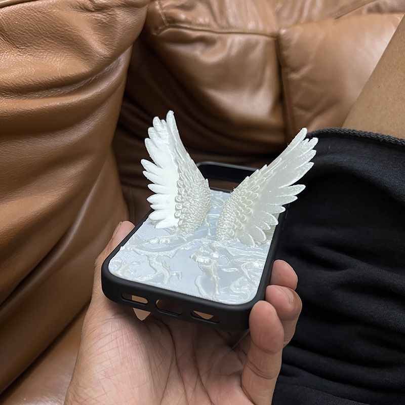 iPhone 3D Angel Wings Back Cover with Shockproof Frame