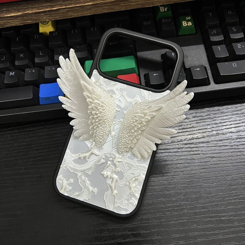 iPhone 3D Angel Wings Back Cover with Shockproof Frame