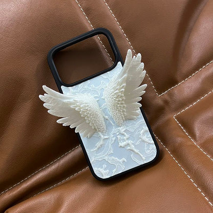 iPhone 3D Angel Wings Back Cover with Shockproof Frame