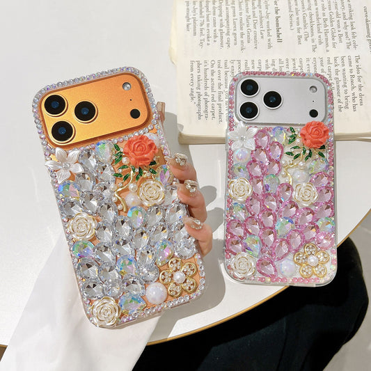 iPhone Diamond Crystal Floral Back Cover with Rhinestone Design