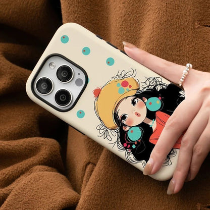 Cute Cartoon Girl Aesthetic Phone Case – Soft Protective Back Cover