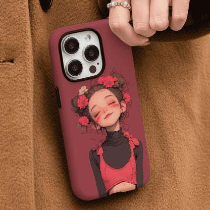 Cute Cartoon Girl Aesthetic Phone Case – Soft Protective Back Cover