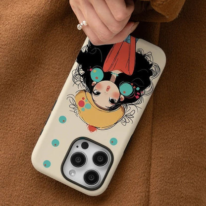 Cute Cartoon Girl Aesthetic Phone Case – Soft Protective Back Cover