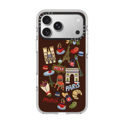 Paris Travel Doodle iPhone Case – Brown Aesthetic Designer Back Cover