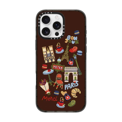 Paris Travel Doodle iPhone Case – Brown Aesthetic Designer Back Cover