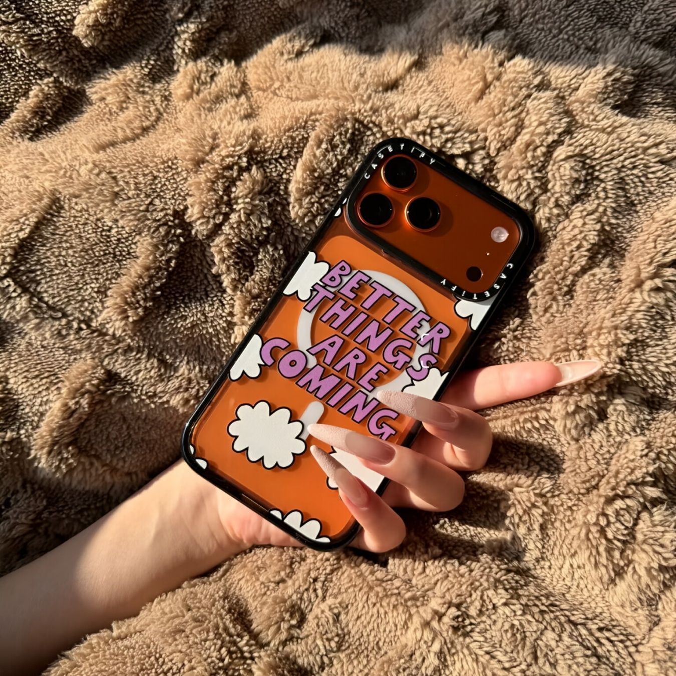 iPhone Clear Case with “Better Things Are Coming” Quote and Heart Charm