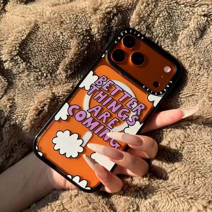 iPhone Clear Case with “Better Things Are Coming” Quote and Heart Charm