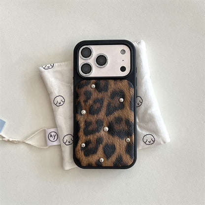 Leopard Print Back Cover with Wrist Strap for iPhone – Protective Case